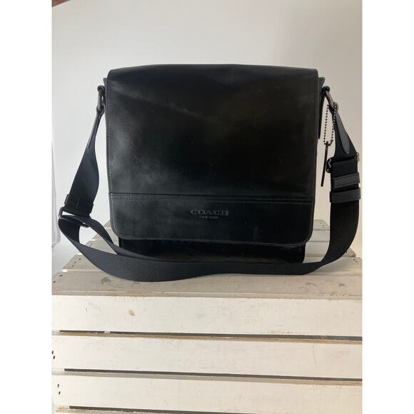 COACH 4006 HOUSTON MAP BAG SIGNATURE LEATHER CROSSBODY BAG - Picture 2 of 14